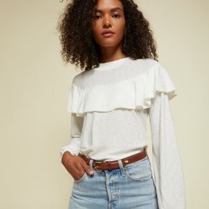 NWT Nation LTD Lenora Romantic Top Ruffled Yoke Long Sleeve small 100% cotton